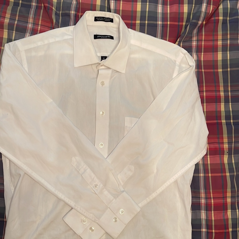 Men’s Pierre Cardin Dress Shirt Slim Fit White 15.25 neck, 32/33 sleeve